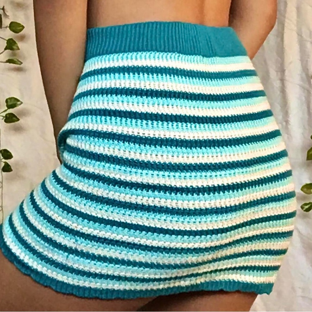 Wild fable green white crochet knit mini skirt NWOT size XS